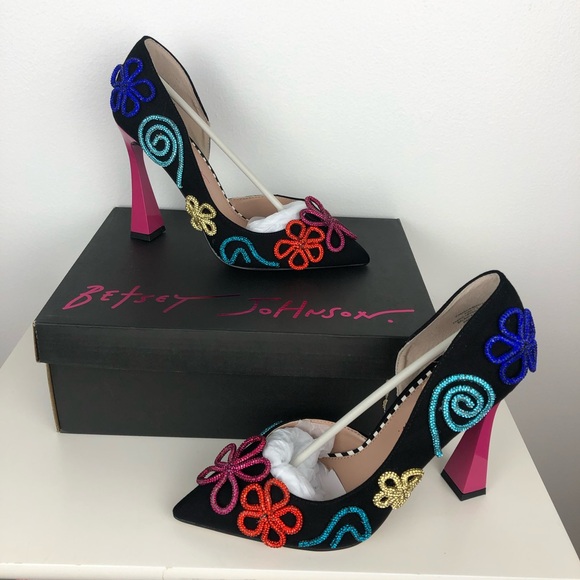 Betsey Johnson Kimara Rhinestone Doodle Embellished Pump Artistic Heels - Picture 12 of 13